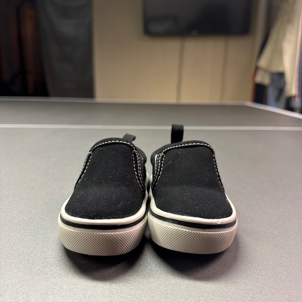 Wonder‎ Nation Toddler Slip-On Canvas Sneakers Black Memory Foam Shoes Size 2